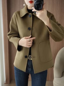 100% Pure Wool Woolen Overcoat Women's Short Korean Style Loose Double-Sided Woolen Coat Small Outer Wear Cashmere Thick