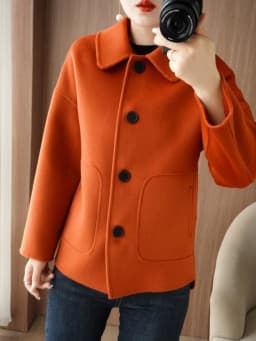 100% Pure Wool Woolen Overcoat Women's Short Korean Style Loose Double-Sided Woolen Coat Small Outer Wear Cashmere Thick