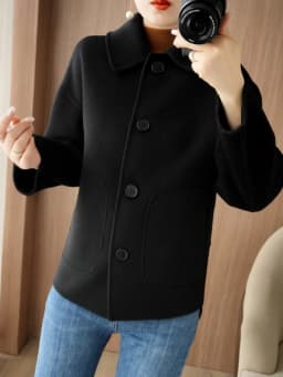 100% Pure Wool Woolen Overcoat Women's Short Korean Style Loose Double-Sided Woolen Coat Small Outer Wear Cashmere Thick