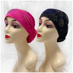 Wholesale Order Fashion Muslim Female Turban Hat Bonnet Gold Velvet Hot Rhinestone Solid Indian Beanie Hair Bonnet Cap For Women