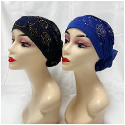 Wholesale Order Fashion Muslim Female Turban Hat Bonnet Gold Velvet Hot Rhinestone Solid Indian Beanie Hair Bonnet Cap For Women