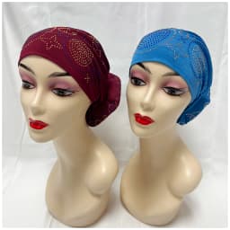 Wholesale Order Fashion Muslim Female Turban Hat Bonnet Gold Velvet Hot Rhinestone Solid Indian Beanie Hair Bonnet Cap For Women