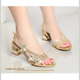 Summer Women Shoes Fish Mouth Diamond Elegant Thick High Heels Sandals Medium Heel Fashion Leisure Rhinestone Party Sandals