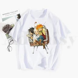 The Promised Neverland Emma Norman Ray Anime Tshirt Hip Hop Girl Print Top Tees Harajuku Tshirts Men Fashion Summer T-shirts