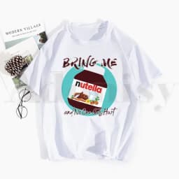 Cute Bread and Nutella Kawaii Aesthetic T Shirts Tops Tees Men Women Short Sleeve Casual T Shirt Streetwear Funny