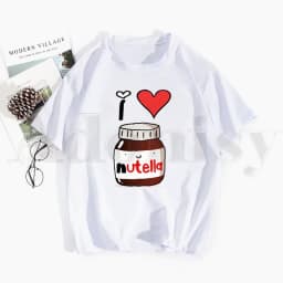 Cute Bread and Nutella Kawaii Aesthetic T Shirts Tops Tees Men Women Short Sleeve Casual T Shirt Streetwear Funny