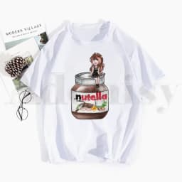 Cute Bread and Nutella Kawaii Aesthetic T Shirts Tops Tees Men Women Short Sleeve Casual T Shirt Streetwear Funny