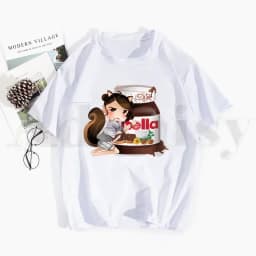 Cute Bread and Nutella Kawaii Aesthetic T Shirts Tops Tees Men Women Short Sleeve Casual T Shirt Streetwear Funny