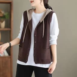 2026 New Hooded Knitted Vest Coat Women's Spring Autumn Sweater Sleeveless Jacket Design Sense Fashion Waistcoat Tide Female Top