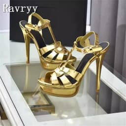 Designer Platform Super High Heels Sandals Women Summer New Open Toe Buckle Ankle Strap Stiletto Wedding Party Shoes