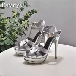 Designer Platform Super High Heels Sandals Women Summer New Open Toe Buckle Ankle Strap Stiletto Wedding Party Shoes