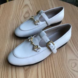2024Summer New Solid Color Metal Chain Genuine Leather Round Head Women's Shoes Flat Bottom Soft Sole Shoes Brand Casual Shoes