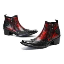 Designer Metal Square Toe Cowboy Motorcycle Short Boots Male Big Size Rivets Genuine Leather Ankle Boots Business Formal Shoes
