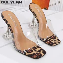 Oulylan 2024 New PVC Jelly Slippers Open Toed High Heels Women Transparent Heel Slippers Fashion Lady Shoes Sexy Slippers