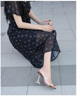 Oulylan 2024 New PVC Jelly Slippers Open Toed High Heels Women Transparent Heel Slippers Fashion Lady Shoes Sexy Slippers