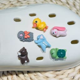 1-6Pcs Cartoon Animal Sheep Turtle Bear Elephant Duck Resin Shoe Charms Decorations for Bands Garden Shoes Button Accessories