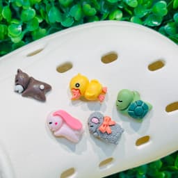 1-6Pcs Cartoon Animal Sheep Turtle Bear Elephant Duck Resin Shoe Charms Decorations for Bands Garden Shoes Button Accessories