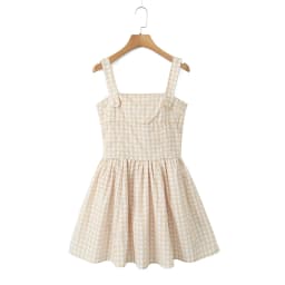 Summer Luxury Dresses 2024 Women Short Dress Khaki Plaid Mini Dress A Line Formal Occasion Dresses Elegant One Pieces