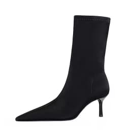 Women Elegant Stretch Ankle Boots Pointed Toe Fashion Simple Party Stiletto Thin High Heel 2024 Winter Slimming Short Boots