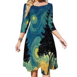 Classic Starry Night Dress Summer Sexy Vincent Van Gogh Festival Dresses Woman Street Style Big Size Casual Dress Birthday Gift