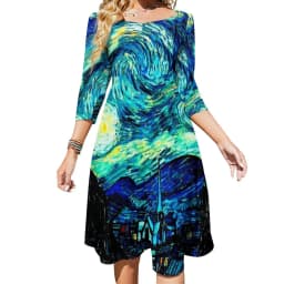 Classic Starry Night Dress Summer Sexy Vincent Van Gogh Festival Dresses Woman Street Style Big Size Casual Dress Birthday Gift