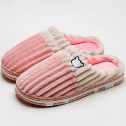 Smile Pop Women Confinement Soft Cotton Slippers Warm Non-slip Plush Home Cotton Slippers Men Winter Couple Cotton Slippers