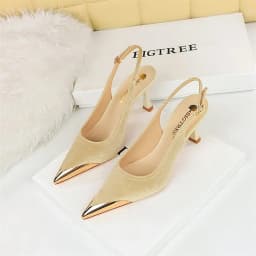 Elegant Women Green High Heel Velvet Pumps Wedding Party Slingback Sandals Metal Pointed Toe Hollow Buckle Wine Red Shoes