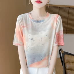 Summer Round Neck Acetic Acid Satin Short Sleeve T-shirt Women's Simple Half Sleeve White Blouse With Thin Inside