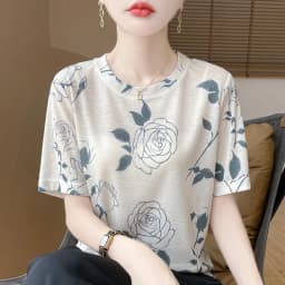 Summer Round Neck Acetic Acid Satin Short Sleeve T-shirt Women's Simple Half Sleeve White Blouse With Thin Inside