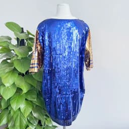 Sequin Long O Neck T Shirt Party Club Top Loose Clothes Blue Gold Number 22 Sorority SGR Sequin T Shirt Clothing