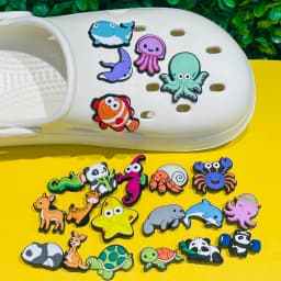 New 1-12pcs Cartoon Deep Sea Fish Turbot Hermit Crab Whale Starfish PVC Shoe Charms Sandals Shoes Decoration Slipper Accessories