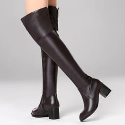 2024 Pure Color Elastic Pu Knee Boots Plus Size Round Toe Thick Heel Side Zipper Warm Inner Sleeve Slip On Long Women's Boots