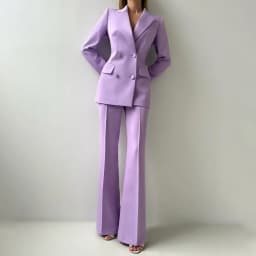 Women Suits Sets 2 Piece Elegant Peak Lapel Double Breasted Outfits Fashion Daily Casual Chic Female Suit (Jacket+Pants)