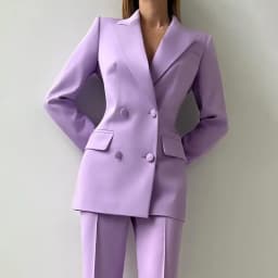 Women Suits Sets 2 Piece Elegant Peak Lapel Double Breasted Outfits Fashion Daily Casual Chic Female Suit (Jacket+Pants)