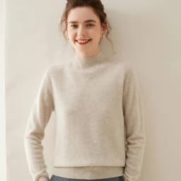 WinvyNee Women Cashmere Sweater Mock Neck Merino Wool Loose Sweater Solid Knitted Tops Casual Pullover Jumper Autumn A1054002