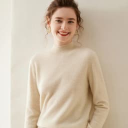 WinvyNee Women Cashmere Sweater Mock Neck Merino Wool Loose Sweater Solid Knitted Tops Casual Pullover Jumper Autumn A1054002
