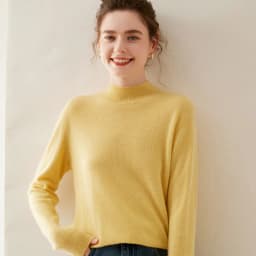 WinvyNee Women Cashmere Sweater Mock Neck Merino Wool Loose Sweater Solid Knitted Tops Casual Pullover Jumper Autumn A1054002