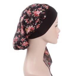 New Fashion Printed Flowers Women Inner Hijabs Caps Muslim Head Scarf Turban Bonnet Ready to Wear Ladies Wrap Under Hijab Cap
