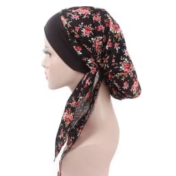 New Fashion Printed Flowers Women Inner Hijabs Caps Muslim Head Scarf Turban Bonnet Ready to Wear Ladies Wrap Under Hijab Cap