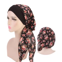 New Fashion Printed Flowers Women Inner Hijabs Caps Muslim Head Scarf Turban Bonnet Ready to Wear Ladies Wrap Under Hijab Cap