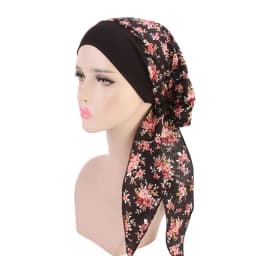 New Fashion Printed Flowers Women Inner Hijabs Caps Muslim Head Scarf Turban Bonnet Ready to Wear Ladies Wrap Under Hijab Cap
