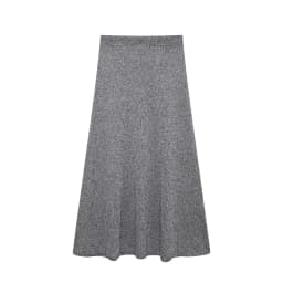 ZEVITY 2024 Women Elegant Grey Color Casual Knitting Flare Midi Skirt Female Slim Brand A Line Skirts Mujer QUN6276