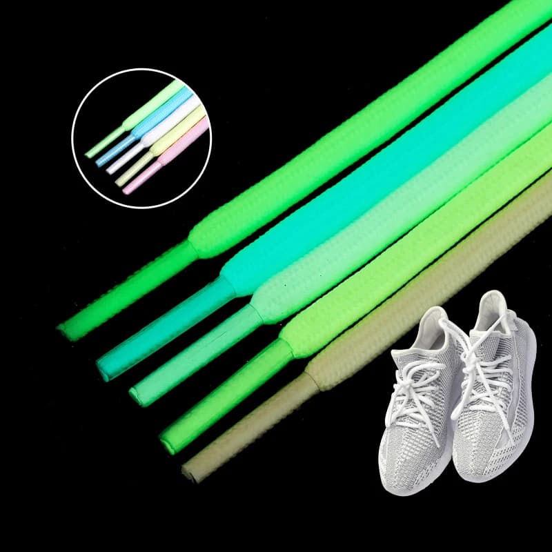 1pair Luminous Shoelaces Round Sports Canvas Shoe Lace Woman Man Glow in The Dark Night Color Glowing Laces Fluorescent Shoelace