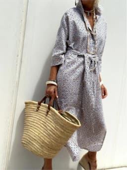 Autumn Long Sleeve Shirt Dress Elegant Belt Long Dress For Women 2024 Fashion Print Button Lapel Neck Casual Dresses Robe Femme