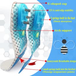 EVA Spring silicone Insole Orthotic Arch Support Sport Non-slip Shock-Absorbantin Breathable Deodorant Cushion Insoles Sole Pads