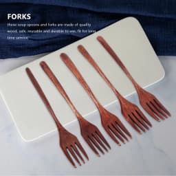 10 Pcs Wooden Spoons Forks Set Wooden Utensil Set Reusable Natural Wood Flatware Set for Cooking Stirring Eating
