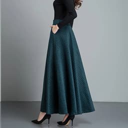 Winter Fashion Vintage Retro Style Casual Plus Size 6XL XXXXXL Female lattice Plaid Woolen a-line Long Maxi Skirts for Womens