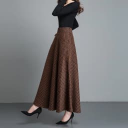 Winter Fashion Vintage Retro Style Casual Plus Size 6XL XXXXXL Female lattice Plaid Woolen a-line Long Maxi Skirts for Womens
