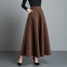Winter Fashion Vintage Retro Style Casual Plus Size 6XL XXXXXL Female lattice Plaid Woolen a-line Long Maxi Skirts for Womens