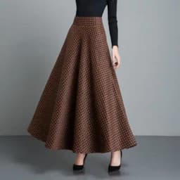 Winter Fashion Vintage Retro Style Casual Plus Size 6XL XXXXXL Female lattice Plaid Woolen a-line Long Maxi Skirts for Womens